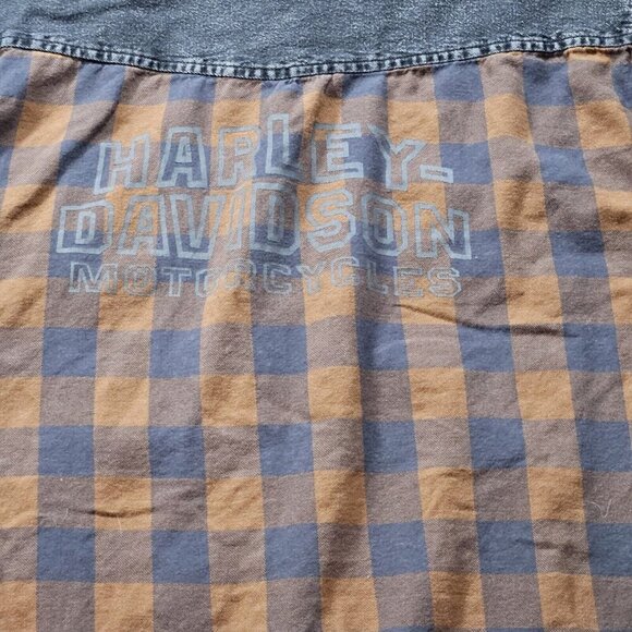 Harley Davidson Shirt Mens XL Plaid Pocket Snap Buttons Patch Biker Rugged FLAW - Picture 12 of 16